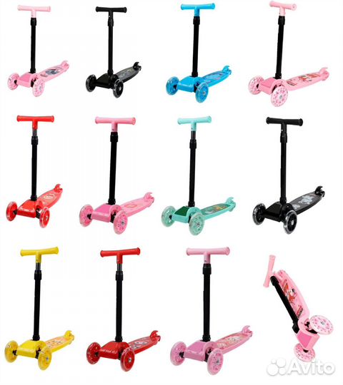 Трехколесные самокаты, светящиеся колеса