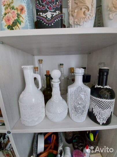 Вазы-бутылочки с декором