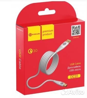 Кабель microusb dream C50 QC3.0 1M черный (123197)