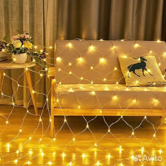 Гирлянда Сетка на окно в ассортименте