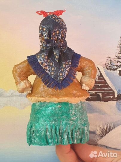 Ватная елочная игрушка бабушка