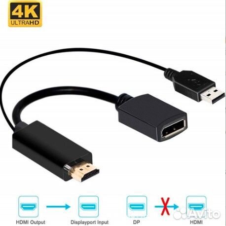 Из hdmi-DP 4K60Hz конвертер, адаптер, кабель c USB