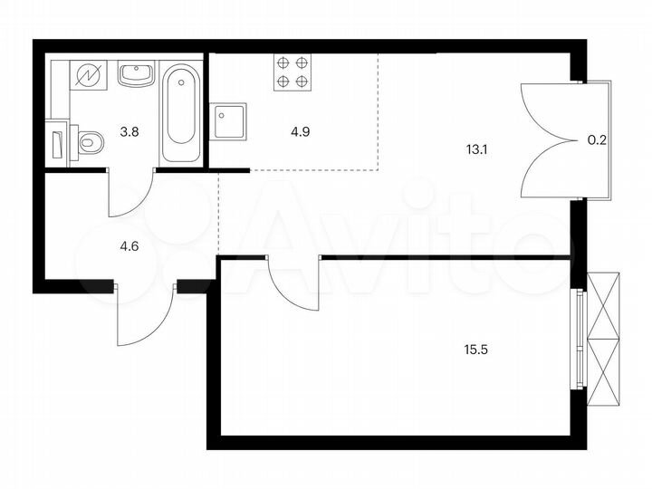 2-к. квартира, 42,1 м², 22/23 эт.
