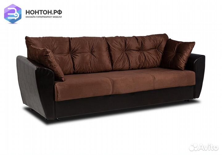 Диван еврокнижка Мадейра Lux темно-коричневый / ко