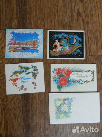 Открытки СССР мини, Новый год, 8 марта