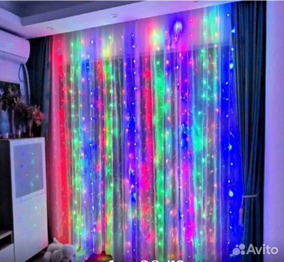 Гирлянда штора разные цвета