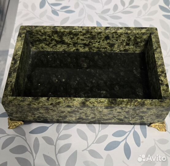 Шкатулка из камня змеевик + зеркальце