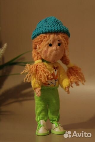 Кукла вязаная ручной работы Обезьянка 24 см