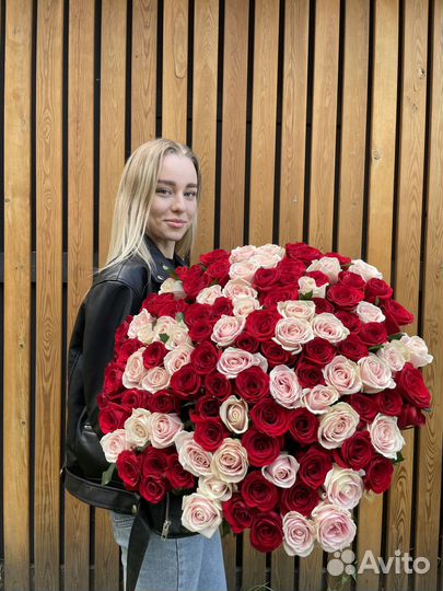 Букет свежих голландских роз 101 шт