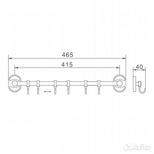 Планка с крючками для полотенец D-Lin D288700-6