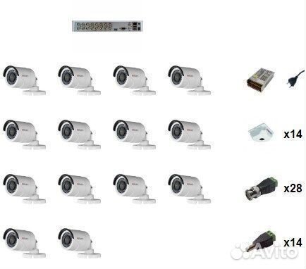 Комплект видеонаблюдения HiWatch 14 камер 1080P