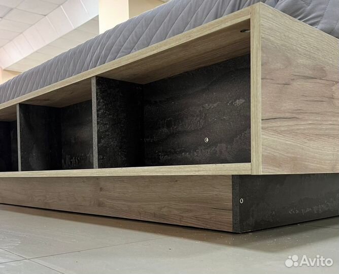 Эдинбург Кровать 1.6 кр 01 (Дуб крафт серый/Железн