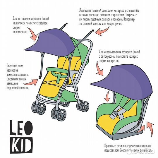 Солнцезащитный козырек на коляску Leokid
