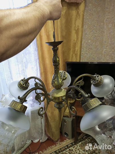 Люстра потолочная бронза СССР и два бронзовых бу