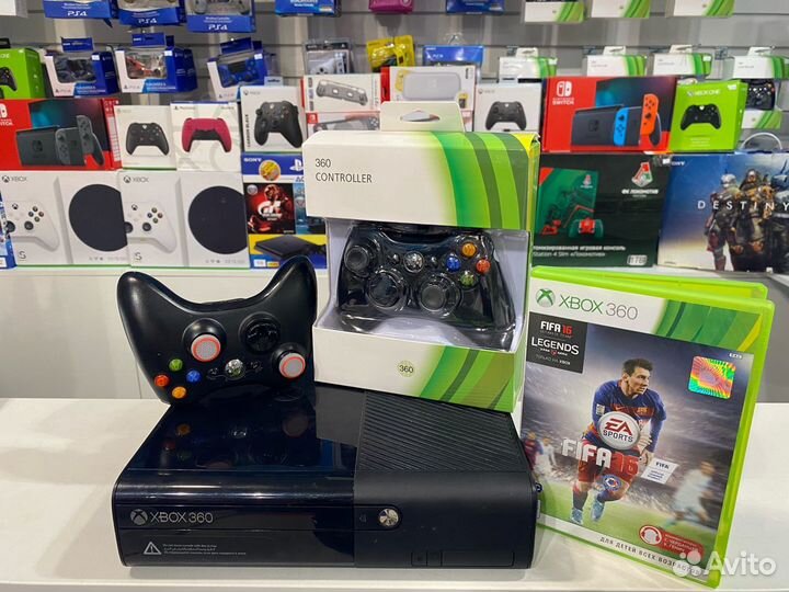 Xbox 360 + джойстик + Fifa 16 + накладки на стики