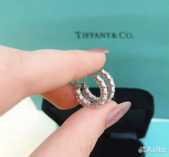 Золотые серьги Tiffany 1.75 ct 3.9 гр