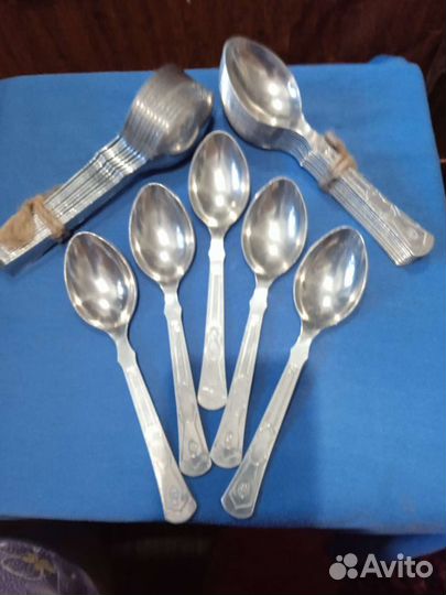 Ложка алюминиевая с посеребреным напылением. Новые