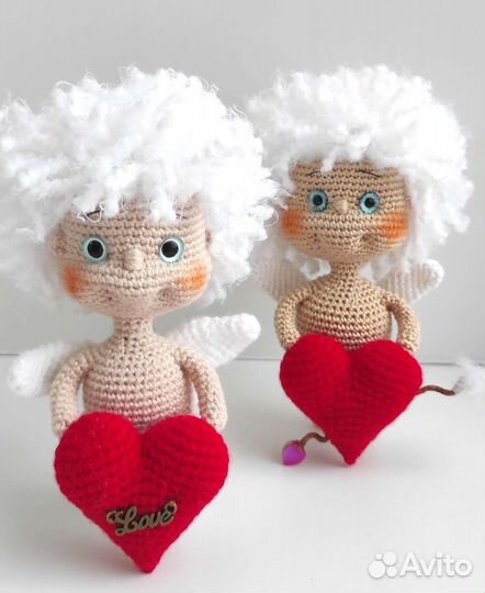 Купидон к дню влюблённых кукла вязаная крючком