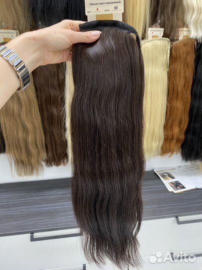 Шиньон-хвост из натуральных волос 50см