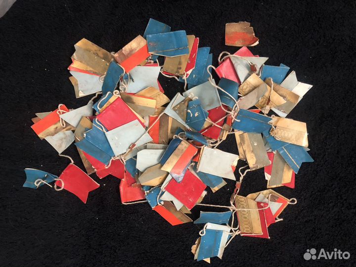 Бусы, фольга, гирлчнды, картонаж, стекло,Флажки, с