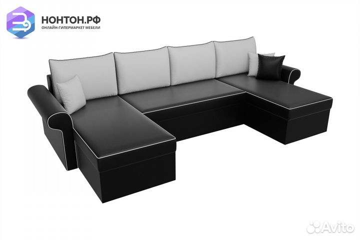 Диван п-образный дельфин Милфорд экокожа черная