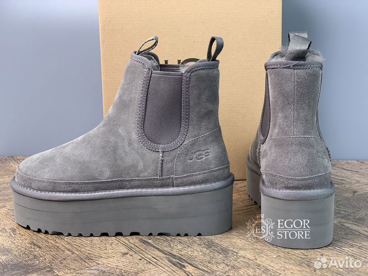 Ugg Neumel Platform Chelsea Grey угги женские боти