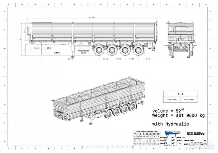 Полуприцеп зерновоз Maral MRL4 TCO4, 2023