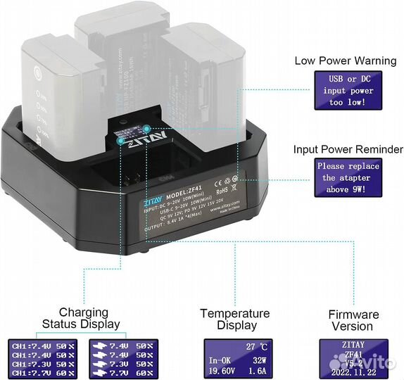 Зарядное устройство zitay аккумуляторов Sony FZ100