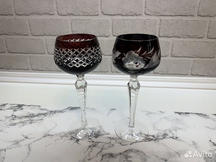 Фужеры, цветной хрусталь. Германия