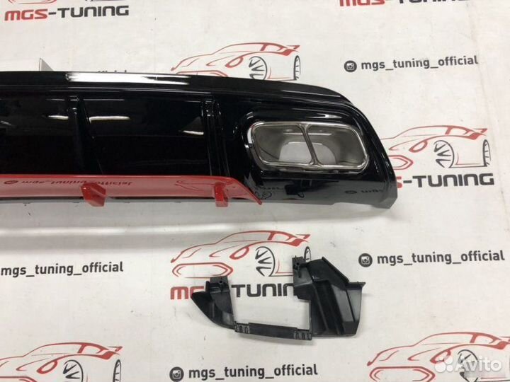 Диффузор хром насадки Мерс А45 AMG красный 12-15