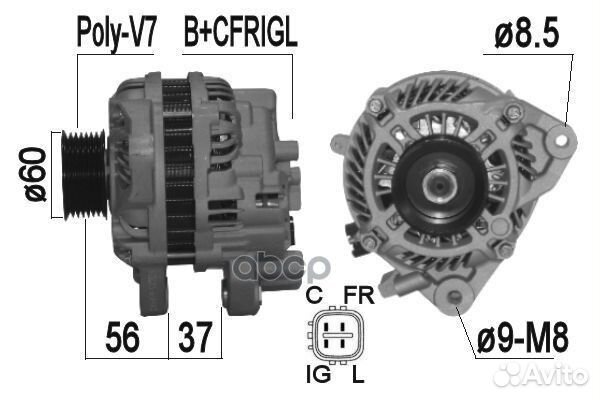 Генератор honda civic 1.8 05- 90A;31100-RNA-A0