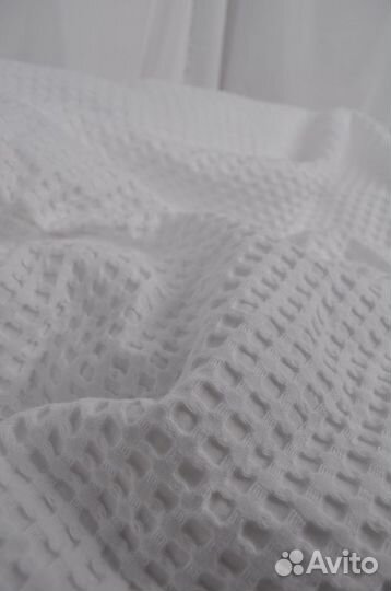 Вафельная ткань (Турция), белый/оливка/терракот