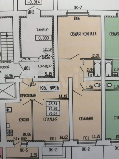 3-к. квартира, 76,6 м², 1/9 эт.