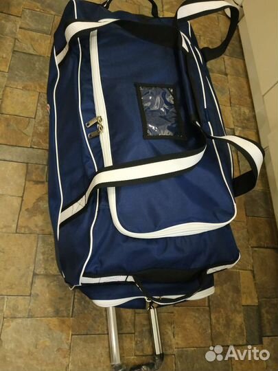 Баул хоккейный на колесах премиум синий