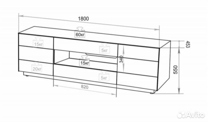 Тумба для тв Mart Караван 1800 Black