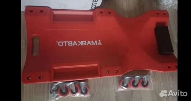 Подкатной лежак 90см, пластик, 6 колес