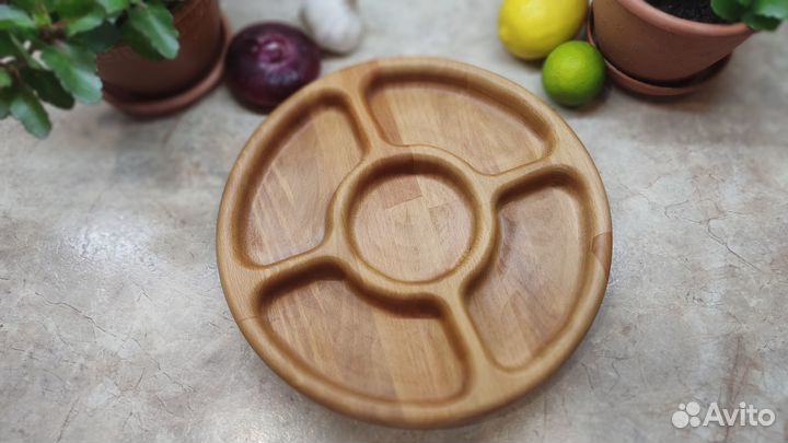 Менажница тарелка дерево бук 30 см высота 4 см