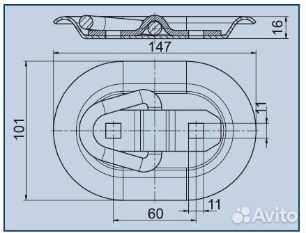 Петля крепления груза прицепа, овал 147х101 мм