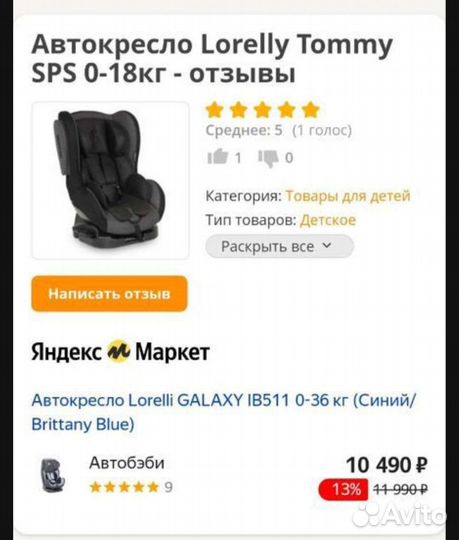 Автокресло от 0 до 18 кг