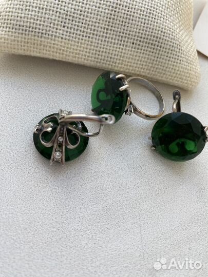 Серьги, кольцо размер 19