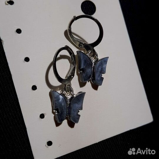 Серьги кольца и бабочки