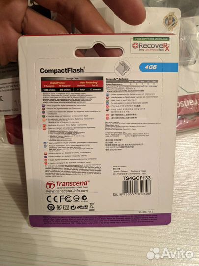 Карта памяти transcend compact flash 133x 4gb