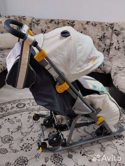 Детские санки коляска с колесами