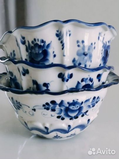 Салатник фарфор гжель ручная работа