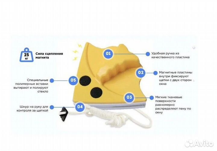 Магнитная щётка для мытья окон
