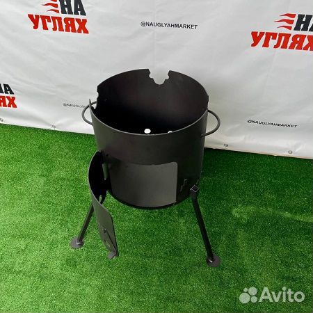 Стальная печь с дверцей для казана на 10 литров