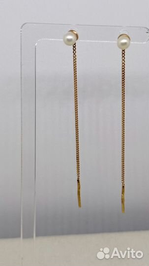 Золотые серьги с жемчугом Арт121