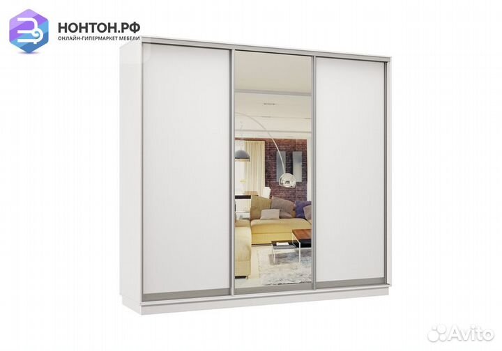 Шкаф-купе трёхдверный Ирида с 1 зеркалом белый