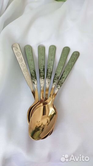 Набор чайных ложек СССР. Нержавейка с позолотой