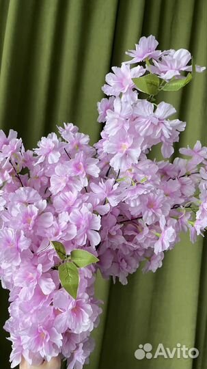 Искусственные цветы ветки цветущей вишни